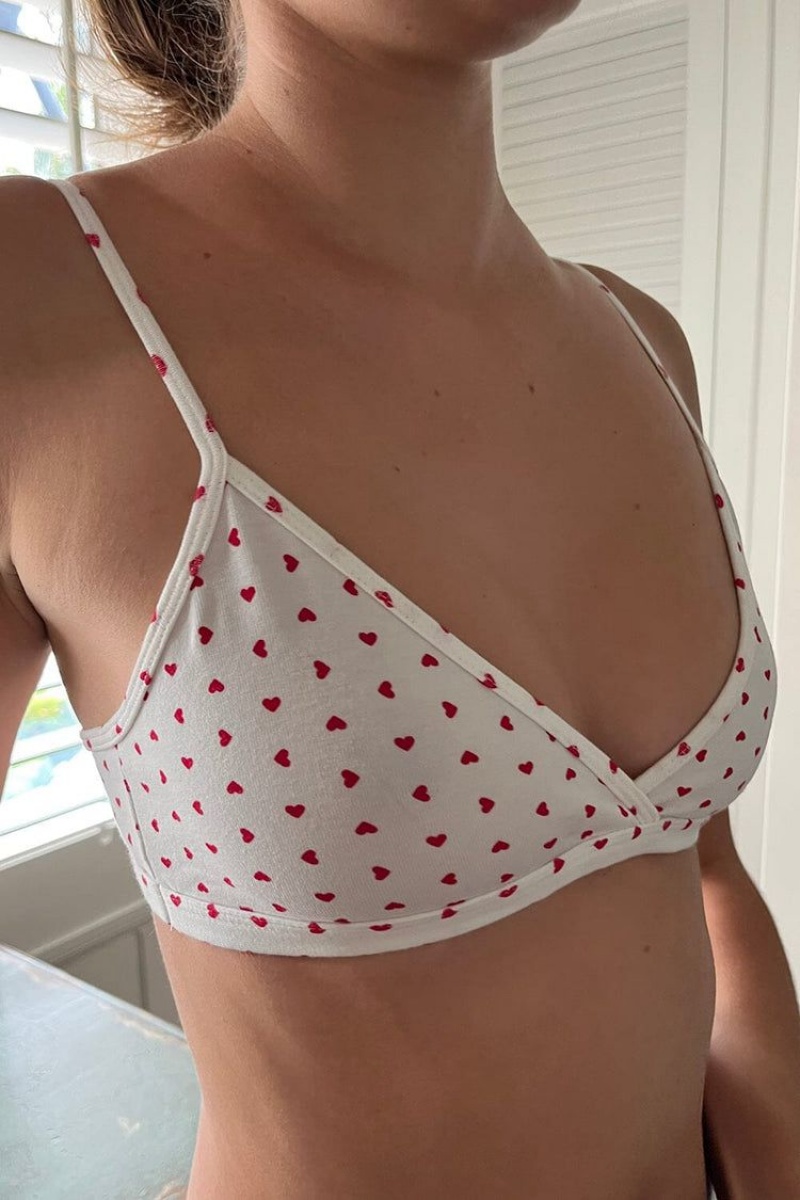 Soutien Gorge Brandy Melville Polina Heart Blanche Rouge | HKB-50349148